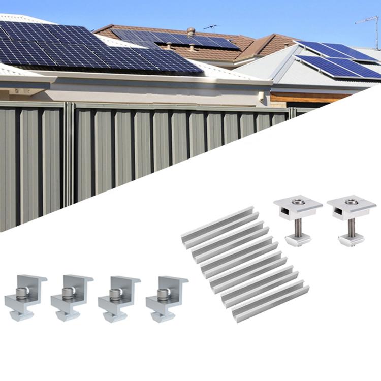 12 in 1 120mm U-Rail Mid & End Clamp Kit Solar Pv Panel Accessory, 12 in 1