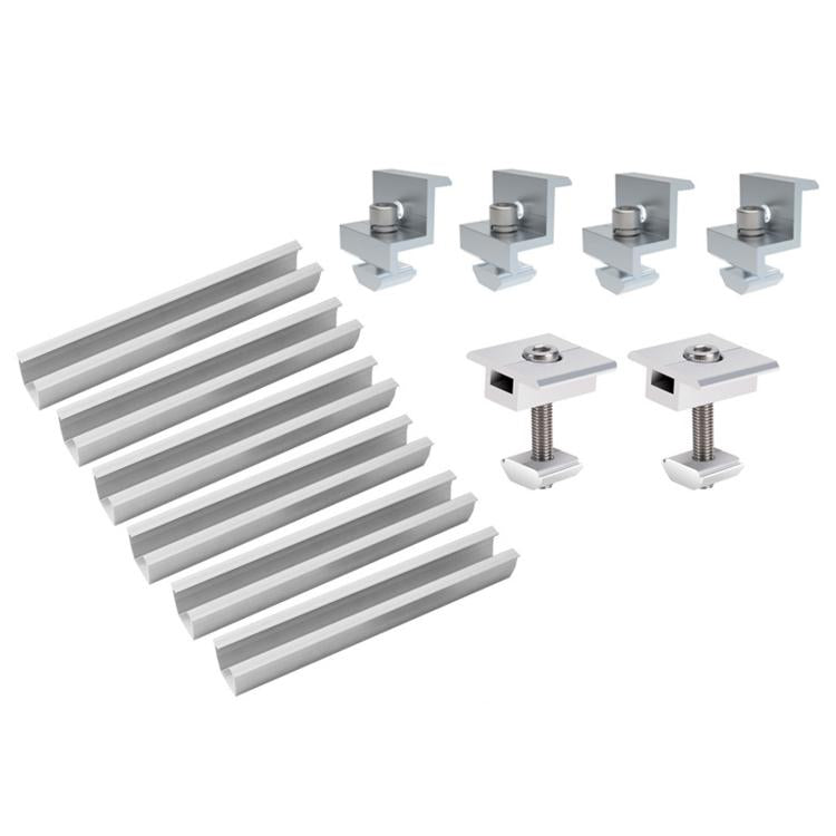 12 in 1 120mm U-Rail Mid & End Clamp Kit Solar Pv Panel Accessory, 12 in 1