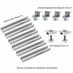12 in 1 120mm U-Rail Mid & End Clamp Kit Solar Pv Panel Accessory, 12 in 1