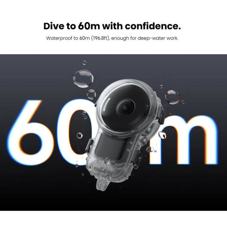 Per Insta360 X6 Custodia subacquea professionale completamente invisibile, impermeabile fino a 60 metri, 60m Diving Housing