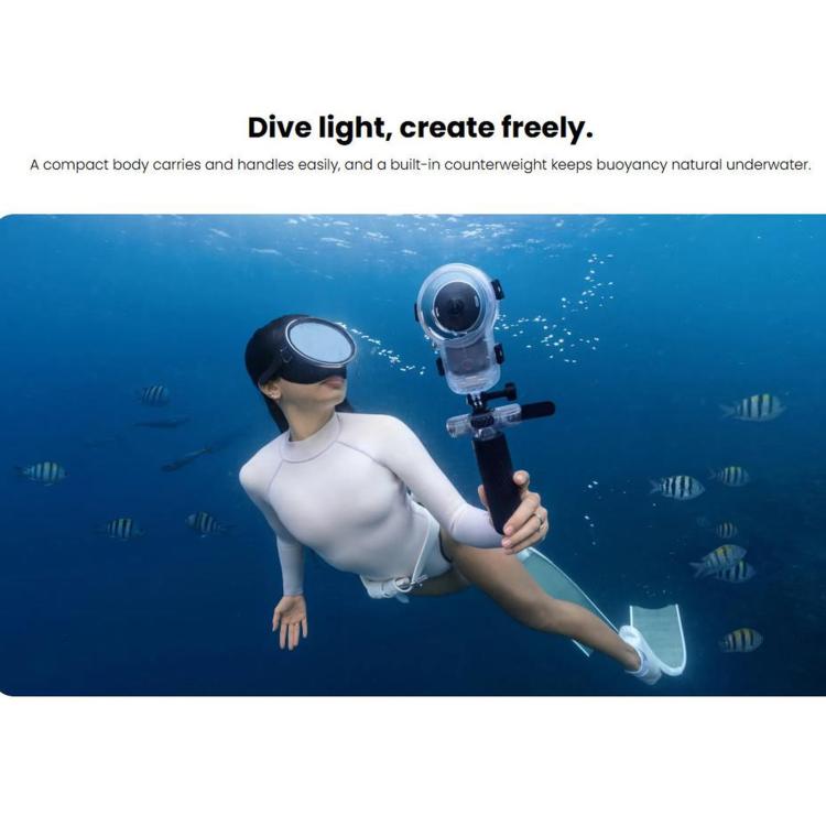 Per Insta360 X6 Custodia subacquea professionale completamente invisibile, impermeabile fino a 60 metri, 60m Diving Housing