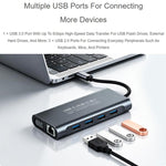 Waveshare 11-In-1 USB-C/Type-C Hub With 4K HDMI-Compatible, VGA, 100W PD Charging, RJ45 100Mbps Ethernet, SD/TF Reader