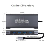 Waveshare 11-In-1 USB-C/Type-C Hub With 4K HDMI-Compatible, VGA, 100W PD Charging, RJ45 100Mbps Ethernet, SD/TF Reader