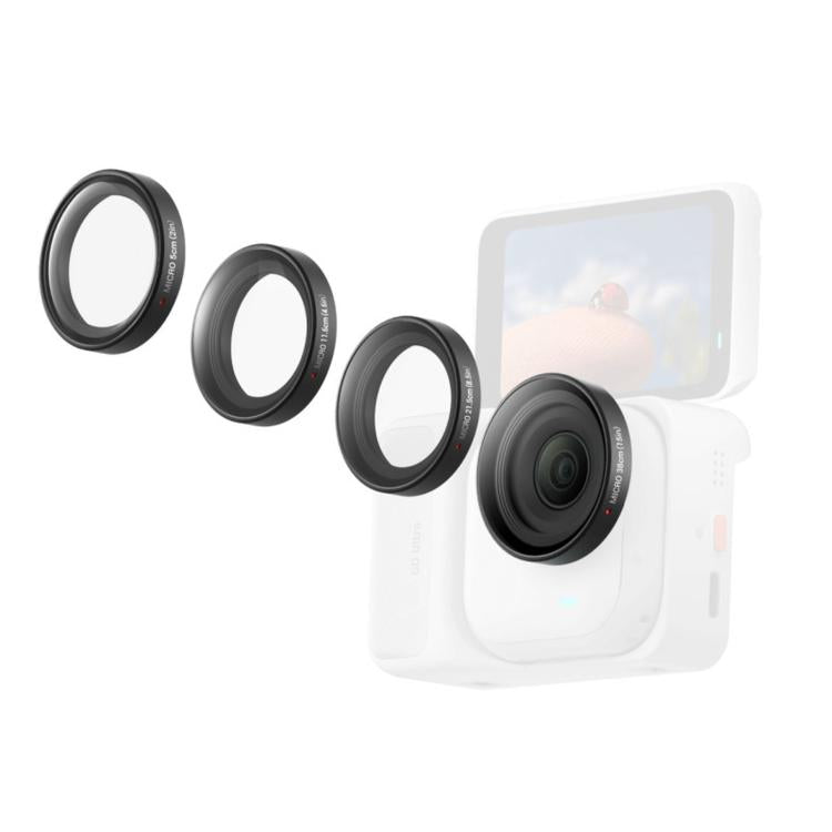 Kit di 4 obiettivi micro originali per Insta360 GO Ultra, 5 cm + 11,6 cm + 21,5 cm + 38 cm, Micro Lens Kit