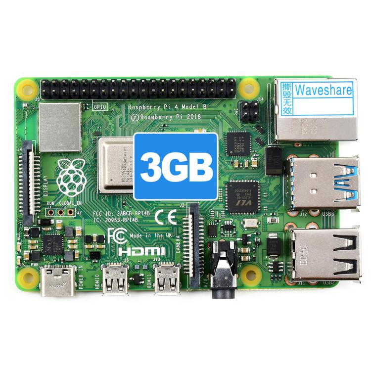 Waveshare Raspberry Pi 4 Model B 3GB RAM BCM2711B0 64-Bit Quad-Core Processor