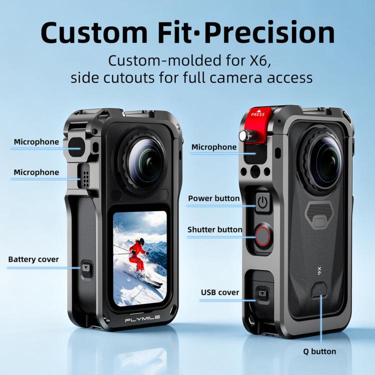 Per Insta360 X6 Custodia protettiva a gabbia per conigli con chiusura a scatto, telaio antiurto