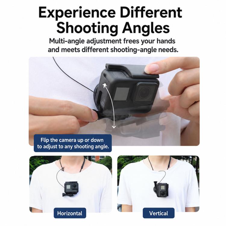 Supporto magnetico da collo CQT per action camera, a mani libere, POV, con sgancio rapido e cordino., Single Bracket, With Adapter Set
