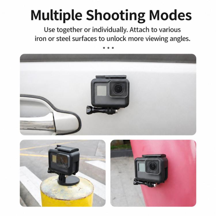 Supporto magnetico da collo CQT per action camera, a mani libere, POV, con sgancio rapido e cordino., Single Bracket, With Adapter Set