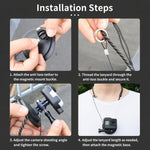 Supporto magnetico da collo CQT per action camera, a mani libere, POV, con sgancio rapido e cordino., Single Bracket, With Adapter Set