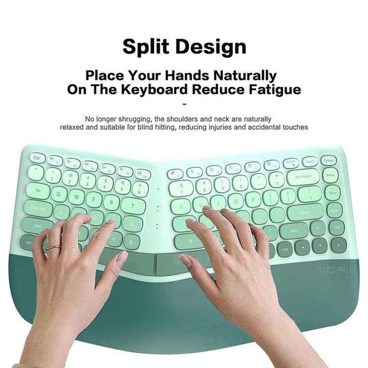 Mofii BOMI Ergonomic Wireless Keyboard and Mouse Split Wave Keyboard With Wrist Rest & Vertical Mouse