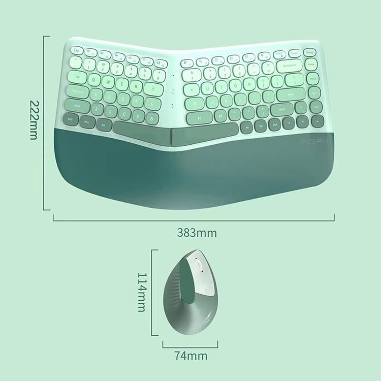 Mofii BOMI Ergonomic Wireless Keyboard and Mouse Split Wave Keyboard With Wrist Rest & Vertical Mouse