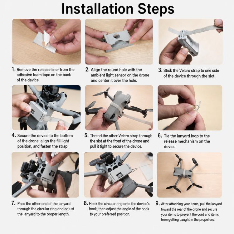 Sistema di rilascio del carico utile per droni LKTOP PT-1 con sensore di luce e airdrop per DJI Mini 5 Pro / Serie Air 3 / Serie Mavic