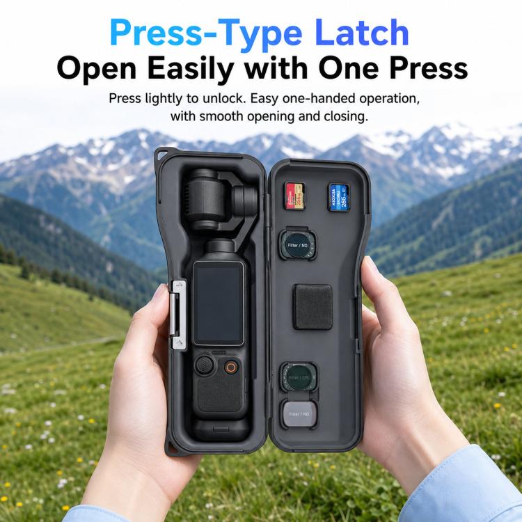 Custodia rigida protettiva LKTOP per DJI Osmo Pocket 4/3 con cinturino da polso., Short Black, Short Pink, Short Grey, Short Blue, Long Black, Long Pink, Long Grey, Long Blue