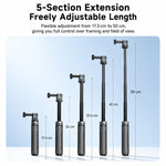 LKTOP Action Camera Treppiede Selfie Stick estensibile da 17,5 a 50 cm con impugnatura ergonomica e doppio adattatore 2 in 1.