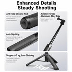 LKTOP Action Camera Treppiede Selfie Stick estensibile da 17,5 a 50 cm con impugnatura ergonomica e doppio adattatore 2 in 1.