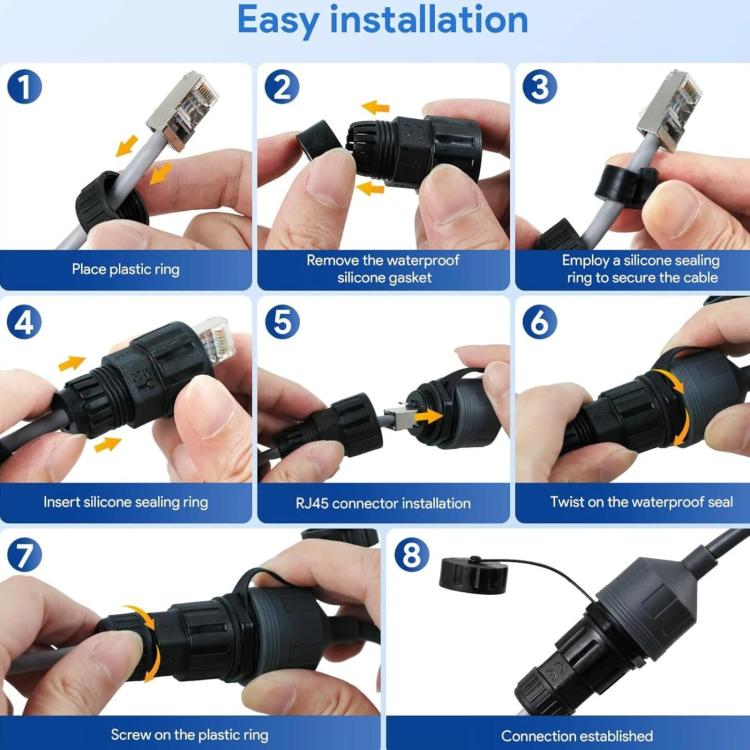 Ethernet RJ45 Communication Waterproof Cable Network Cable Gigabit Connector