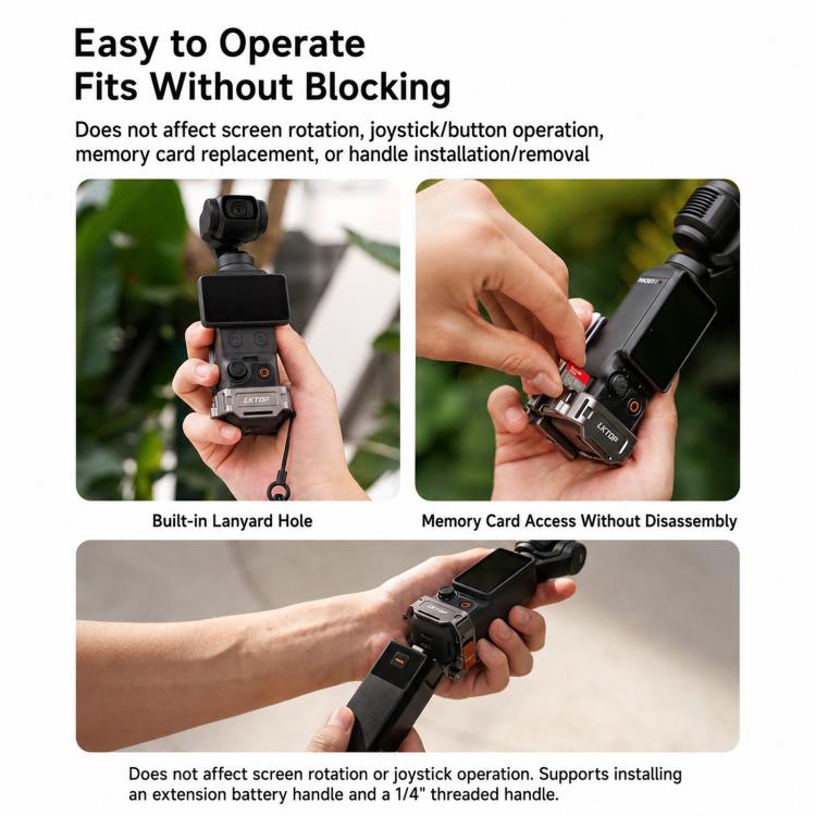 Per DJI Osmo Pocket 4 / 3 LKTOP Supporto di espansione magnetico Gabbia in alluminio a sgancio rapido con slitta a caldo e Arca Swiss, AC-013