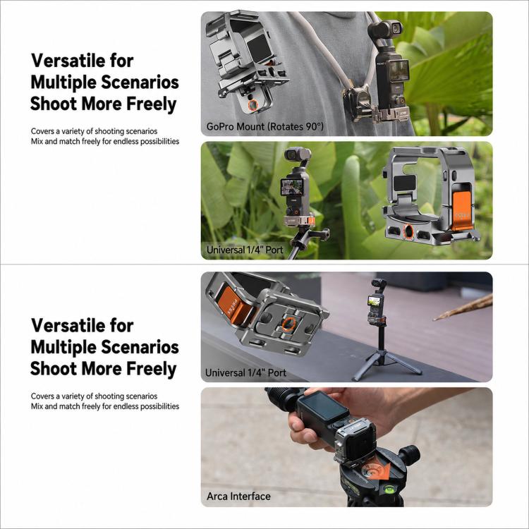 Per DJI Osmo Pocket 4 / 3 Telaio di espansione a sgancio rapido LKTOP Gabbia in alluminio con slitta a caldo e Arca Swiss, AC-012