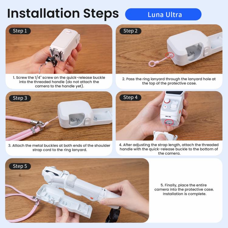 Tracolla retrattile aMagisn per fotocamera, ideale per DJI Osmo Pocket 4/3 e Insta360 Luna Ultra.