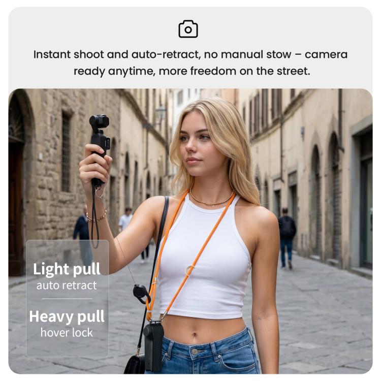 Tracolla retrattile aMagisn per fotocamera, ideale per DJI Osmo Pocket 4/3 e Insta360 Luna Ultra.