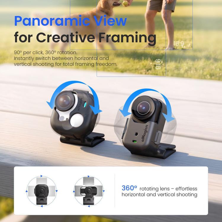 Supporto magnetico a clip aMagisn per cappelli, girevole a 360°, per visiera di cappello, tracolla di zaino, supporto POV per vlog., For Insta360 GO Ultra, For DJI Osmo Nano