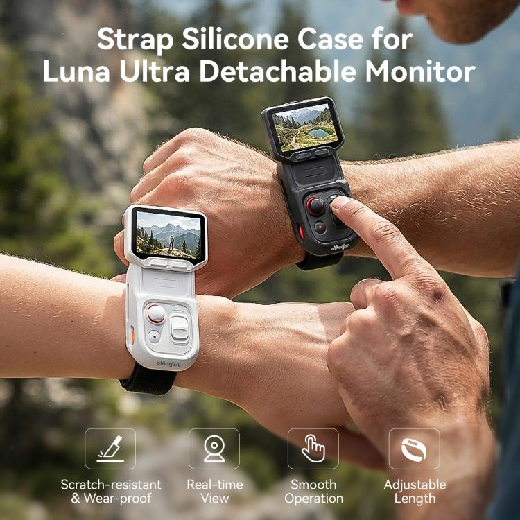 Per monitor Insta360 Luna Ultra con schermo rimovibile, custodia in silicone aMagisn con cinturino regolabile.