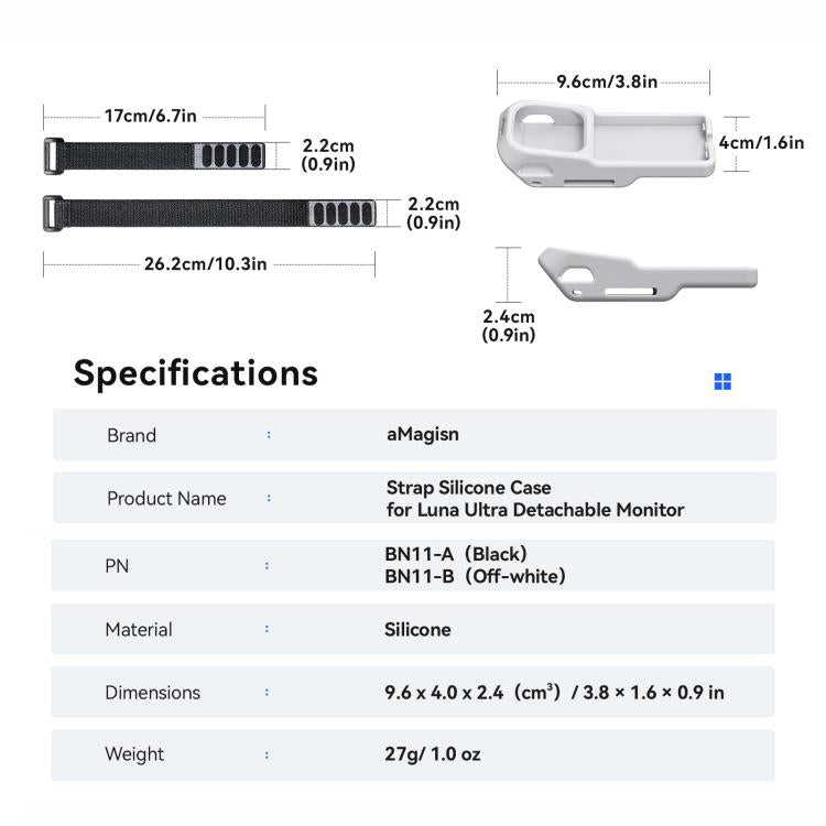 Per monitor Insta360 Luna Ultra con schermo rimovibile, custodia in silicone aMagisn con cinturino regolabile.
