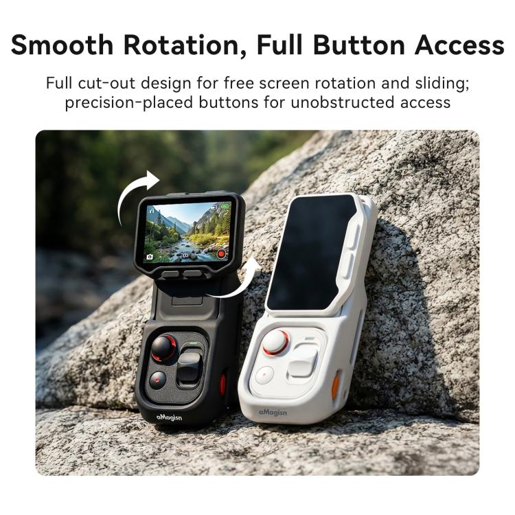 Per monitor Insta360 Luna Ultra con schermo rimovibile, custodia in silicone aMagisn con cinturino regolabile.