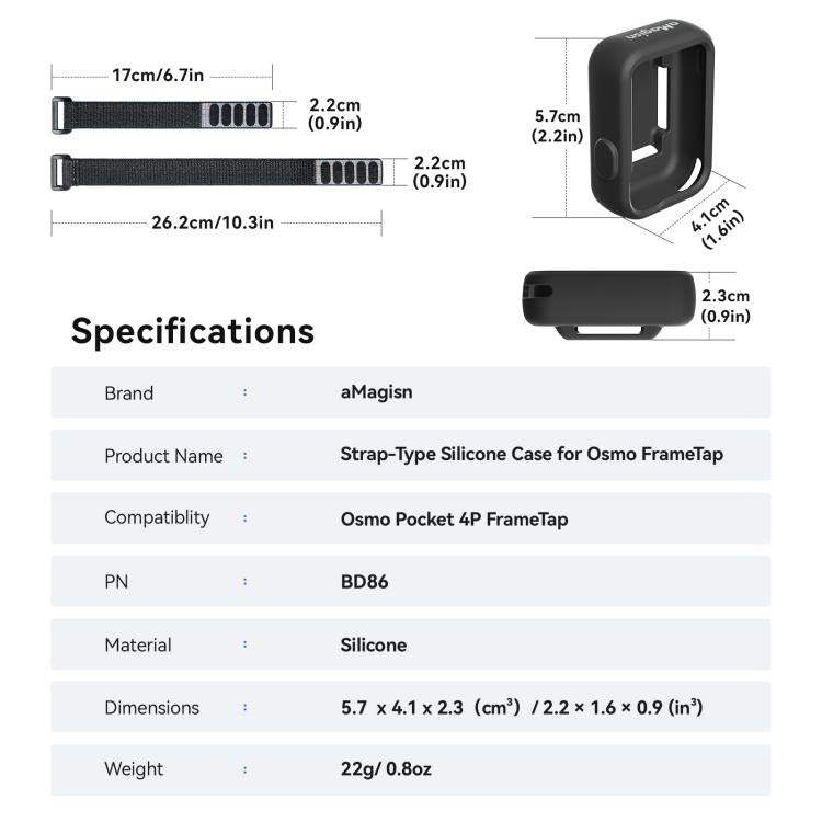 Custodia in silicone per DJI Osmo FrameTap aMaginsn, telecomando, monitor, cinturino regolabile, copertura, aMagisn