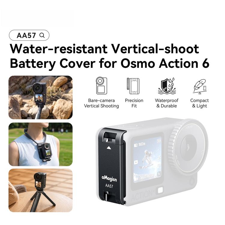 Per DJI Osmo Action 6 aMaginsn Vertical Shoot Coperchio batteria magnetico a sgancio rapido Sportello batteria in metallo