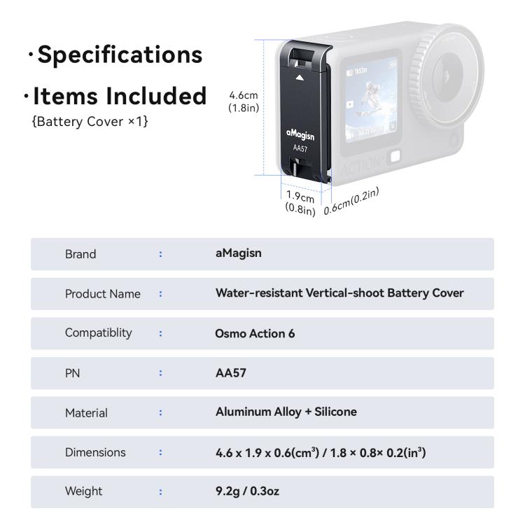 Per DJI Osmo Action 6 aMaginsn Vertical Shoot Coperchio batteria magnetico a sgancio rapido Sportello batteria in metallo
