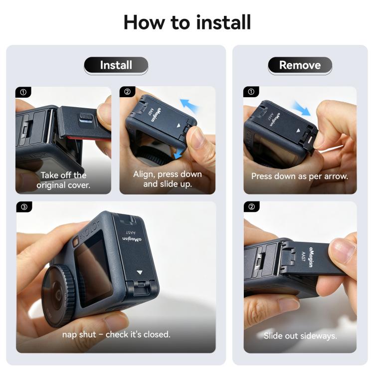 Per DJI Osmo Action 6 aMaginsn Vertical Shoot Coperchio batteria magnetico a sgancio rapido Sportello batteria in metallo