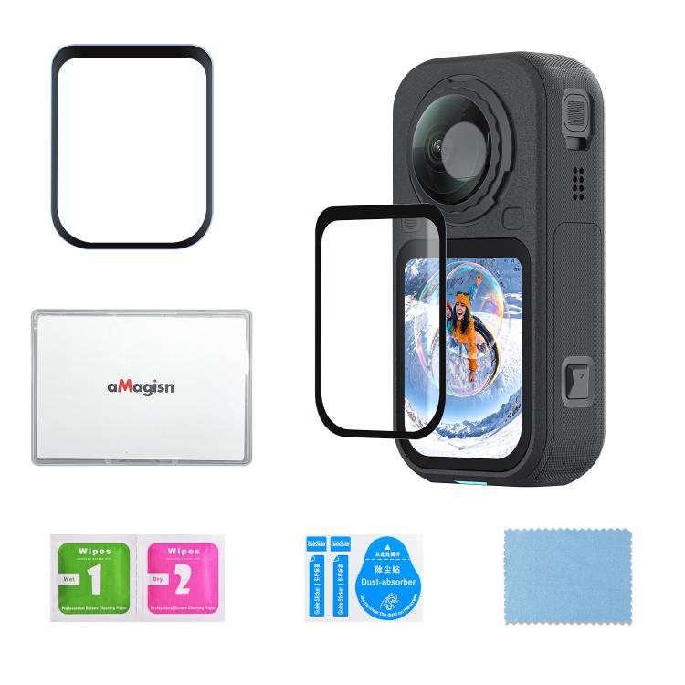 Pellicola protettiva in vetro temperato aMagins per Insta360 X6, HD trasparente, antigraffio., 1 Set, 2 Sets