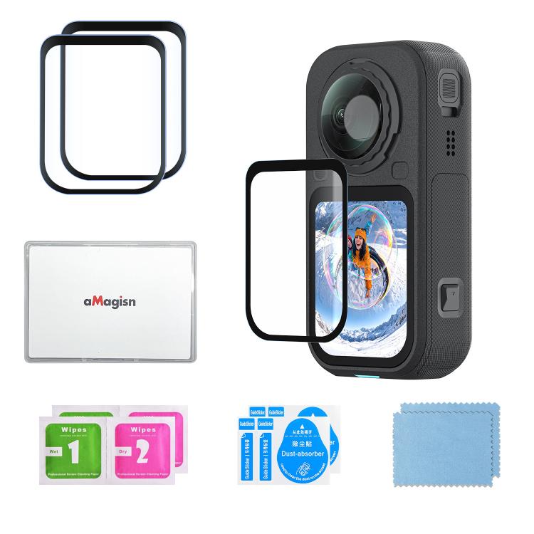 Pellicola protettiva in vetro temperato aMagins per Insta360 X6, HD trasparente, antigraffio., 1 Set, 2 Sets