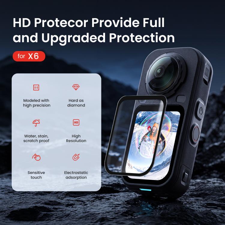 Pellicola protettiva in vetro temperato aMagins per Insta360 X6, HD trasparente, antigraffio., 1 Set, 2 Sets