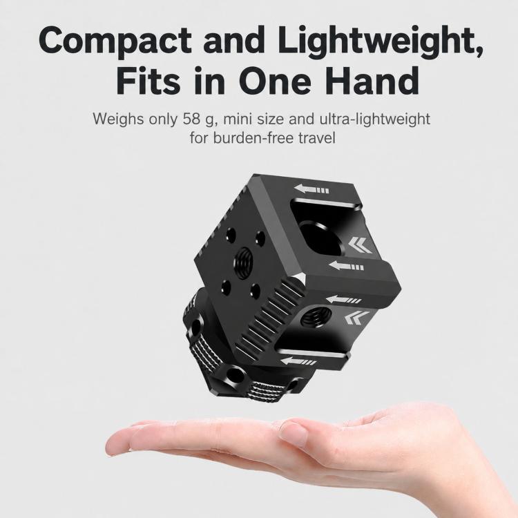 Adattatore per slitta a caldo tripla Xinwenxuan in alluminio con filettatura da 1/4" e foro di posizionamento ARRI per luce microfono., Triple Cold Shoe Mount