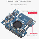 WAVESHARE For Raspberry Pi 5 PCIe To M.2 Adapter With PoE Function Supports NVMe Protocol M.2 Solid State Drive, With Connector Pins, No Connector Pins