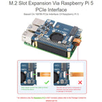 WAVESHARE For Raspberry Pi 5 PCIe To M.2 Adapter With PoE Function Supports NVMe Protocol M.2 Solid State Drive, With Connector Pins, No Connector Pins