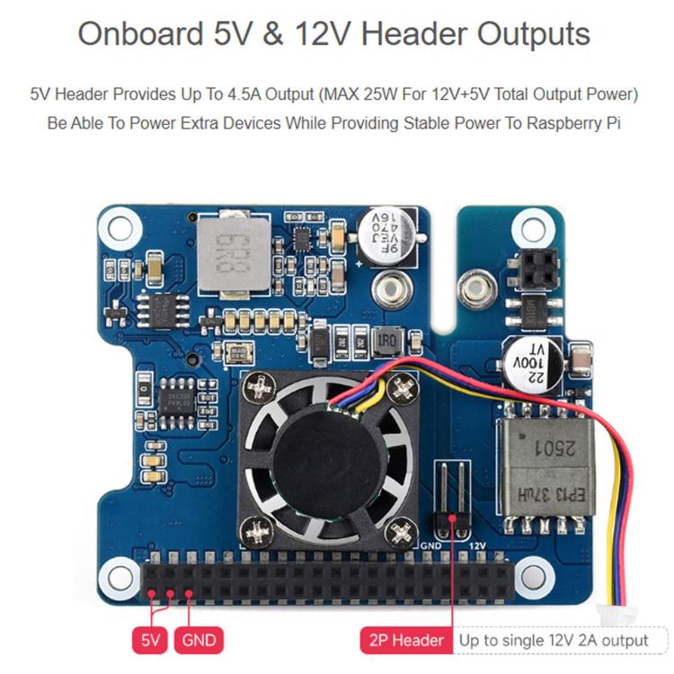 WAVESHARE For Raspberry Pi 5 PCIe To M.2 Adapter With PoE Function Supports NVMe Protocol M.2 Solid State Drive, With Connector Pins, No Connector Pins