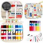 Kit da cucito da viaggio 86 in 1 con custodia con cerniera stampata, set portatile per riparazioni di cucito a mano., 86 In 1