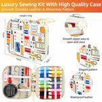 Kit da cucito da viaggio 86 in 1 con custodia con cerniera stampata, set portatile per riparazioni di cucito a mano., 86 In 1
