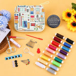 Kit da cucito da viaggio 86 in 1 con custodia con cerniera stampata, set portatile per riparazioni di cucito a mano., 86 In 1