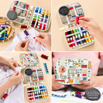 Kit da cucito da viaggio 86 in 1 con custodia con cerniera stampata, set portatile per riparazioni di cucito a mano., 86 In 1