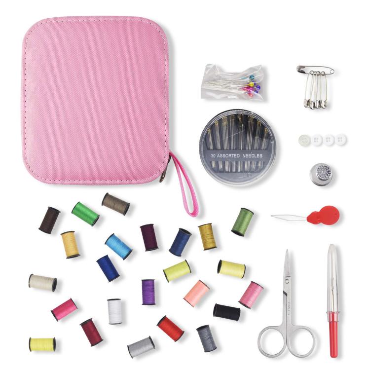 Kit da cucito da viaggio 79 in 1 con custodia con cerniera, set portatile per riparazioni di cucito a mano per principianti., 79 In 1