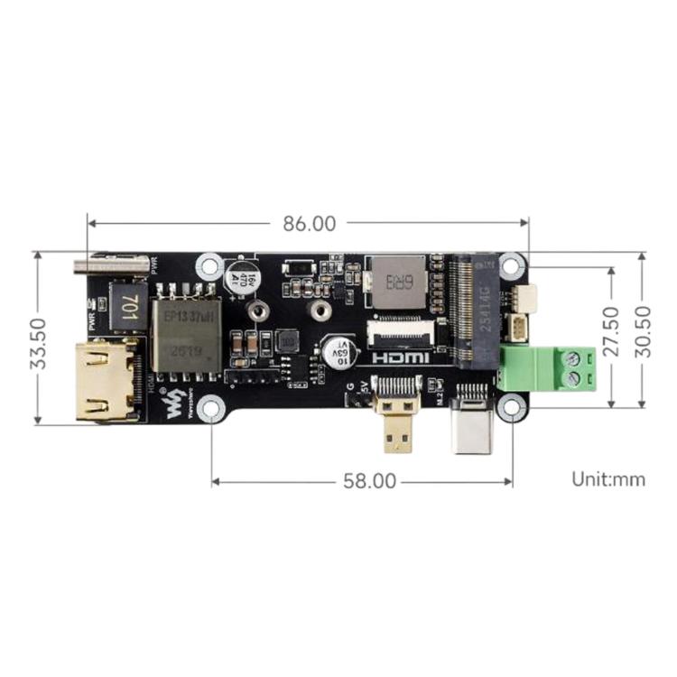 Adattatore multifunzione da PCIE a M.2 per Raspberry Pi con uscita 4K e alimentazione PoE integrata., 35344