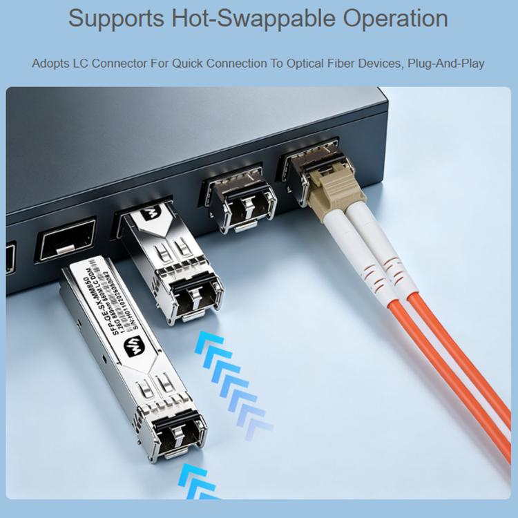 Ricetrasmettitore ottico SFP Gigabit WAVESHARE con connettore LC, supporta la funzionalità hot-swappable e la modalità plug-and-play., Multimode, Single-mode