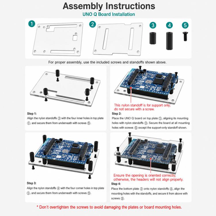 WAVESHARE Kit di contenitori per scheda di sviluppo Arduino UNO Q - Versione base, 2GB+16GB, 4GB+32GB