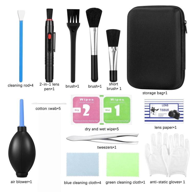 Kit di strumenti per la pulizia della fotocamera, spazzola per la rimozione della polvere dall'obiettivo e dal sensore., Camera Cleaning Tool
