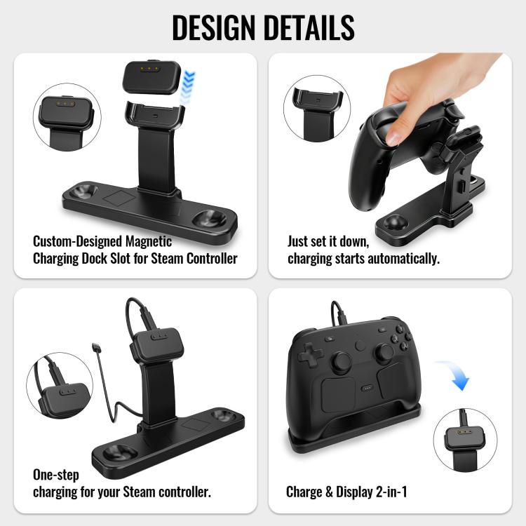 Per Steam Controller 2 / 1 JYS Stazione di ricarica e visualizzazione magnetica con supporto da tavolo, Desktop Stand