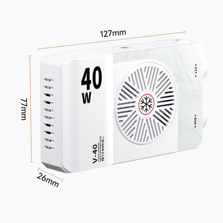 V-40 Luce video LED portatile da 40 W, temperatura colore 2500K-9000K, CRI 96+, ricaricabile, tascabile, pannello luminoso per fotografia, V-40